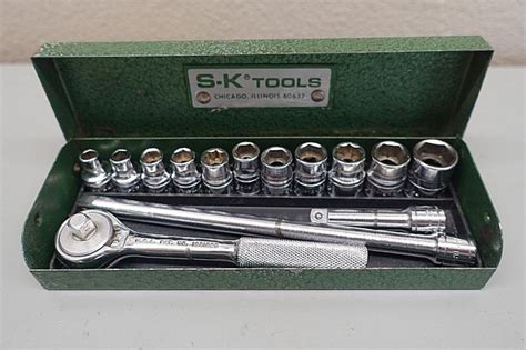 sk tools socket set metal box|s&k 1 4 socket set.